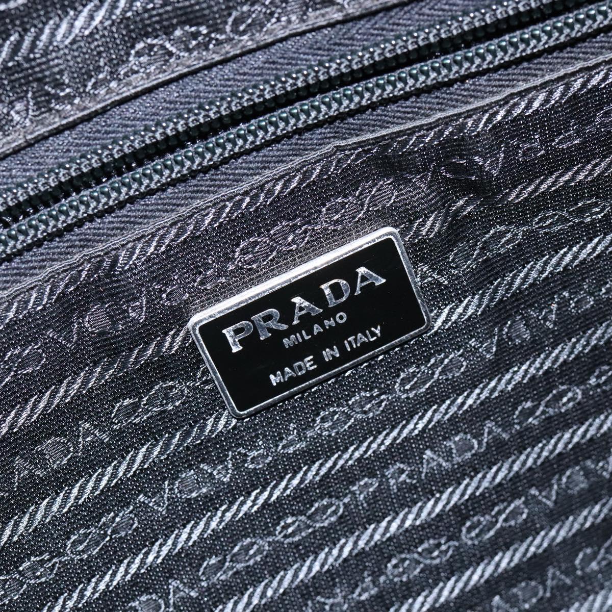 PRADA Shoulder Bag Leather Black Silver Auth bs28222