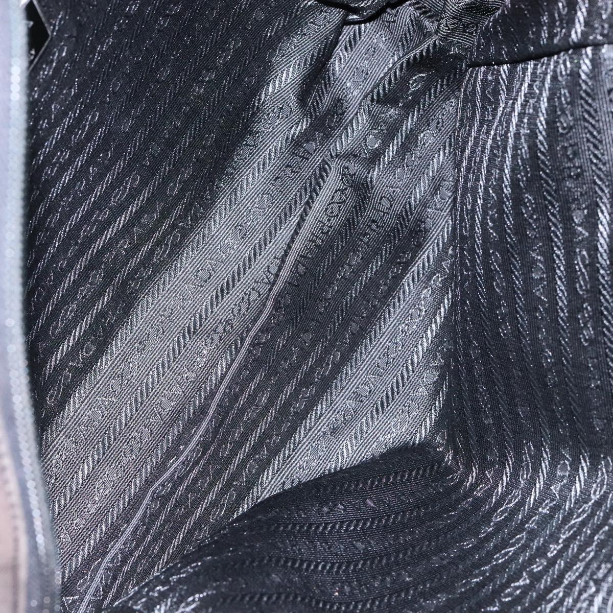 PRADA Shoulder Bag Leather Black Silver Auth bs28222