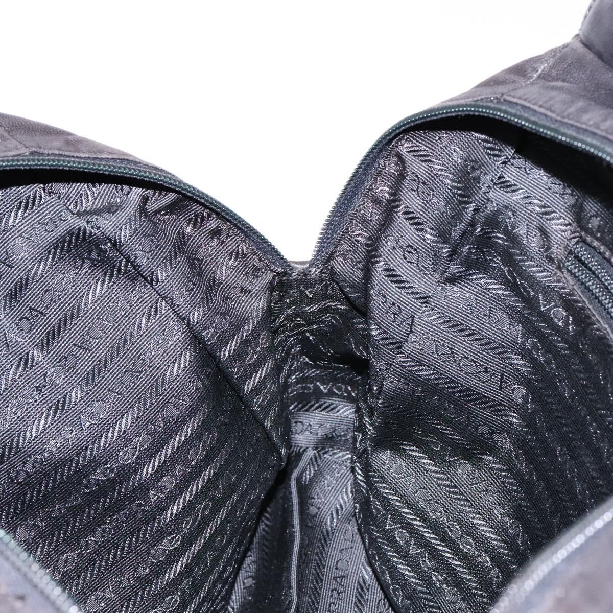 PRADA Shoulder Bag Leather Black Silver Auth bs28222