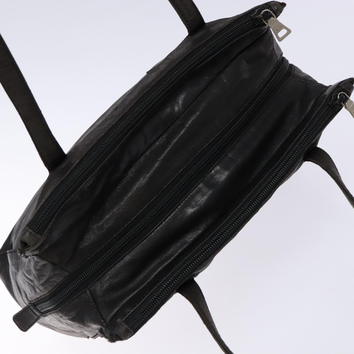 PRADA Shoulder Bag Leather Black Silver Auth bs28222