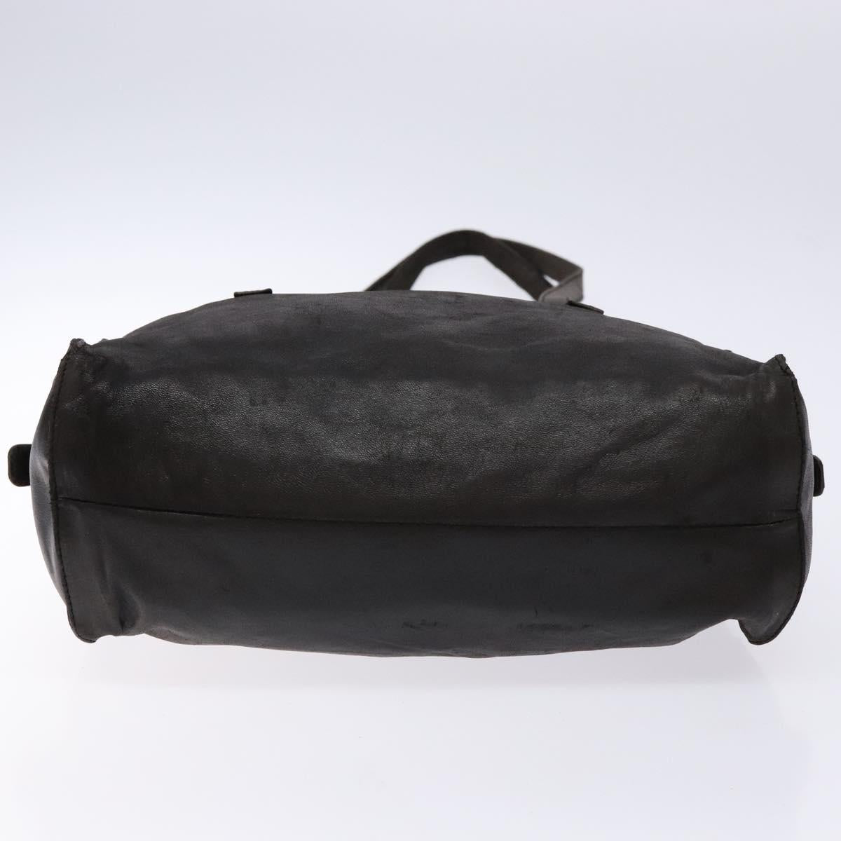 PRADA Shoulder Bag Leather Black Silver Auth bs28222