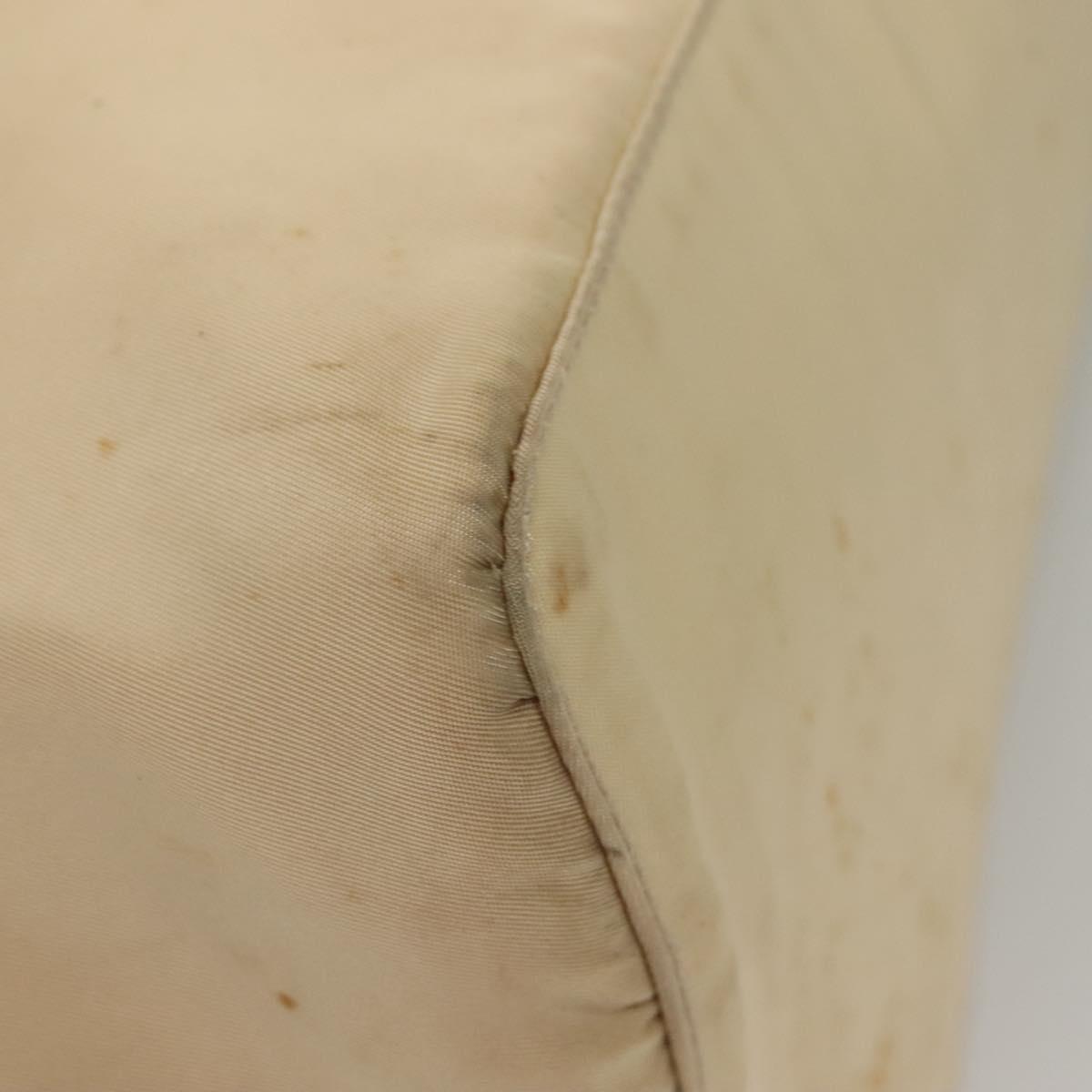 PRADA Hand Bag Nylon Beige Silver Auth bs28225