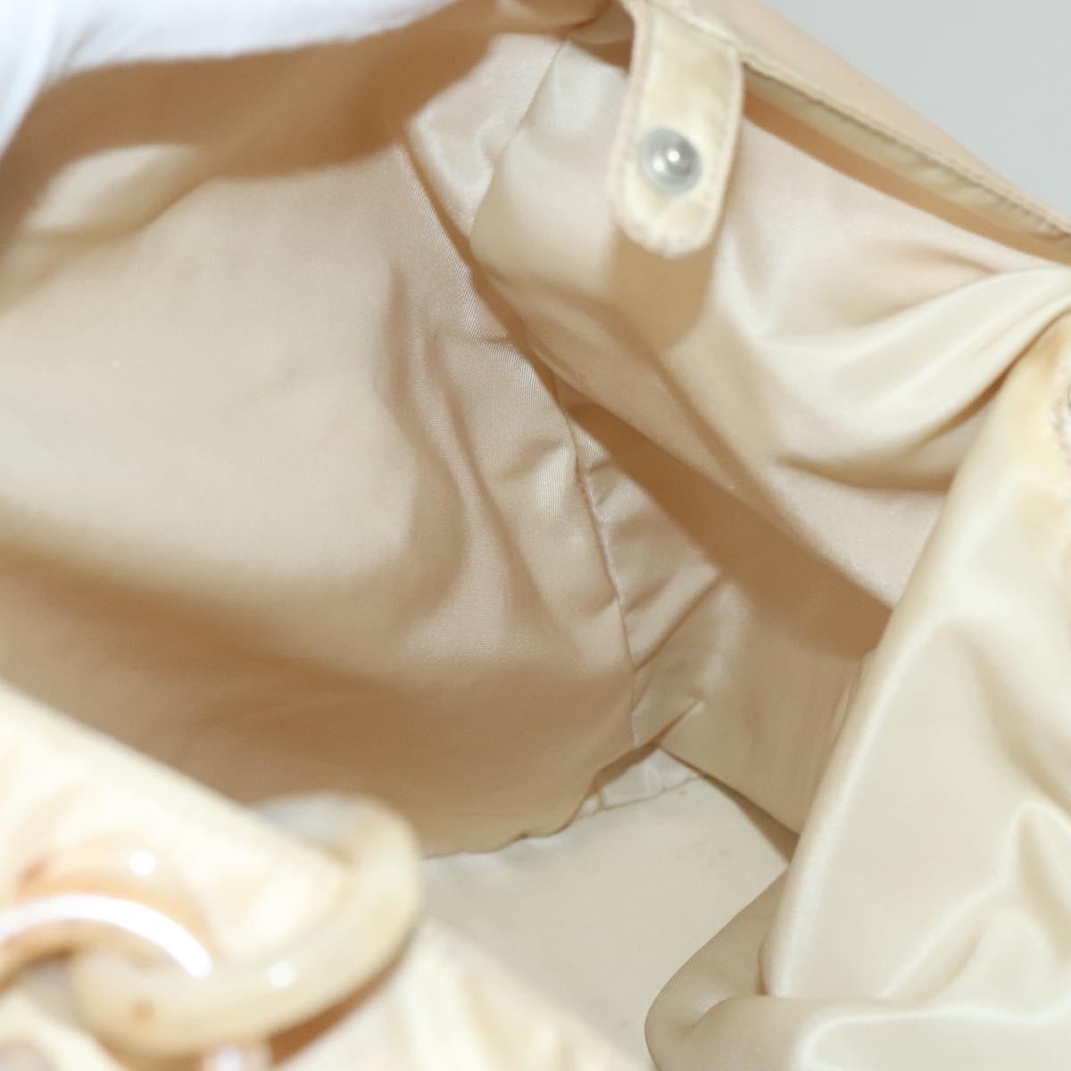 PRADA Hand Bag Nylon Beige Silver Auth bs28225