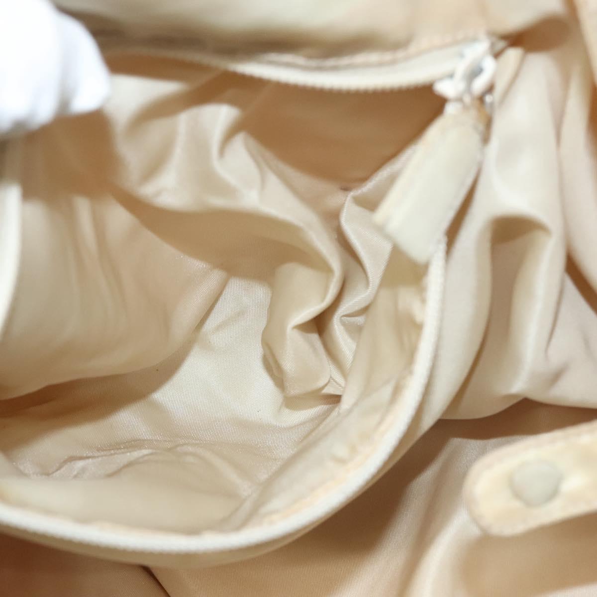 PRADA Hand Bag Nylon Beige Silver Auth bs28225