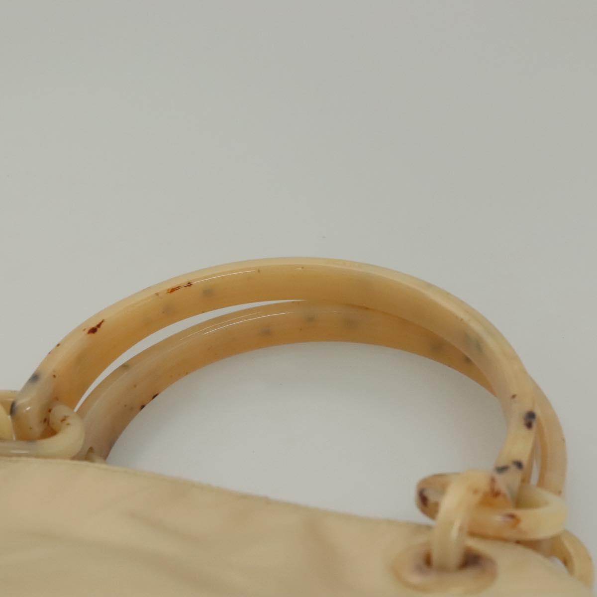 PRADA Hand Bag Nylon Beige Silver Auth bs28225