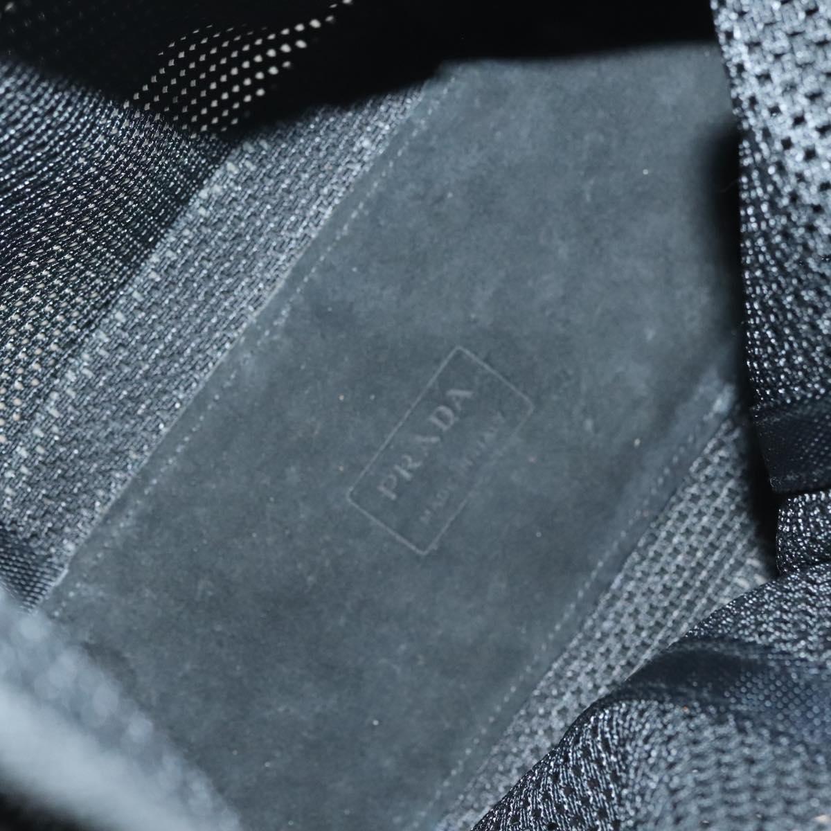 PRADA Tote Bag Nylon Black Silver Auth bs28227