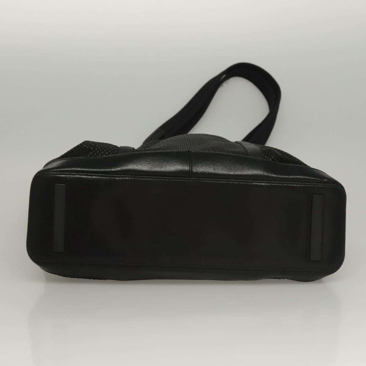 PRADA Tote Bag Nylon Black Silver Auth bs28227