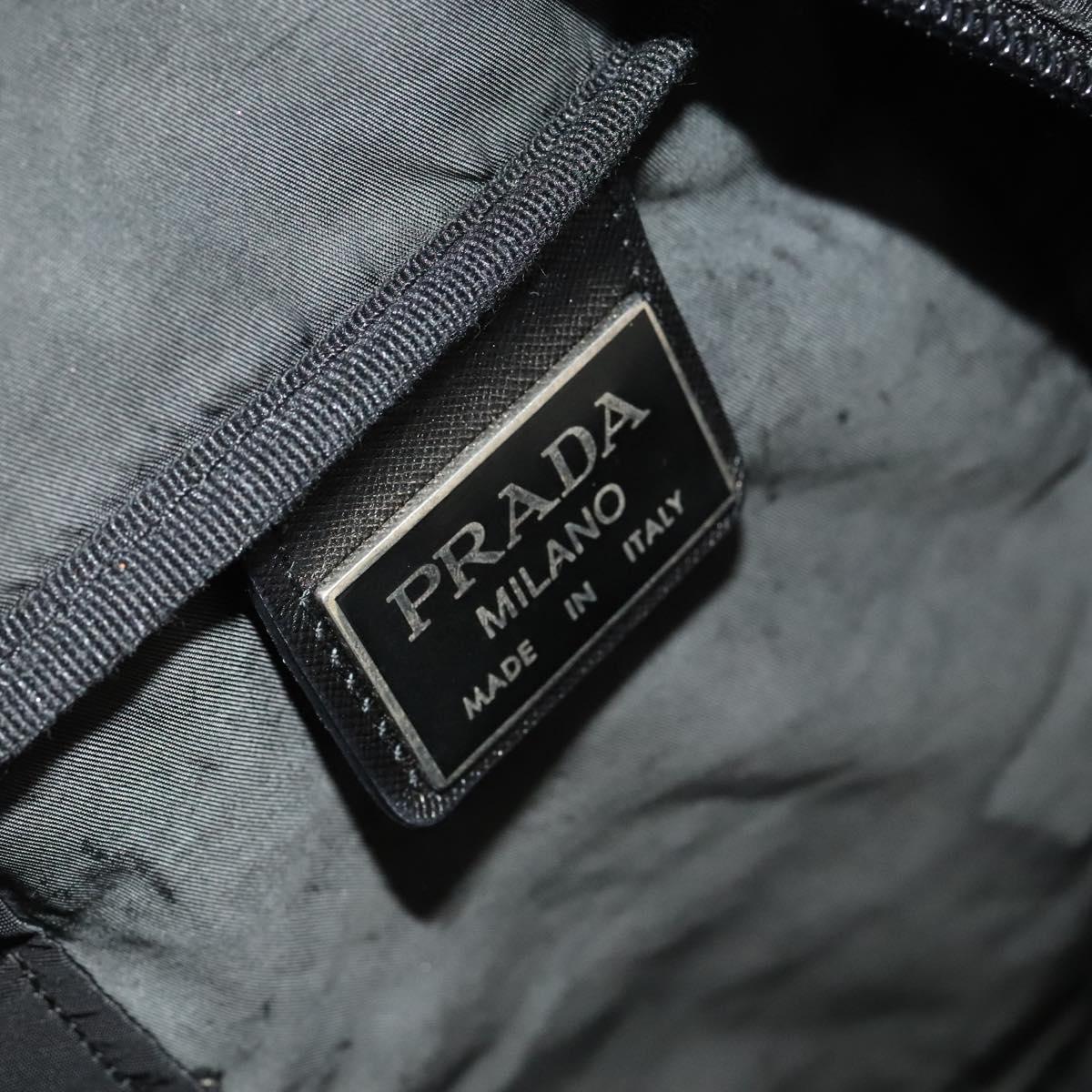 PRADA Boston Bag Nylon 2way Black Silver Auth bs28231