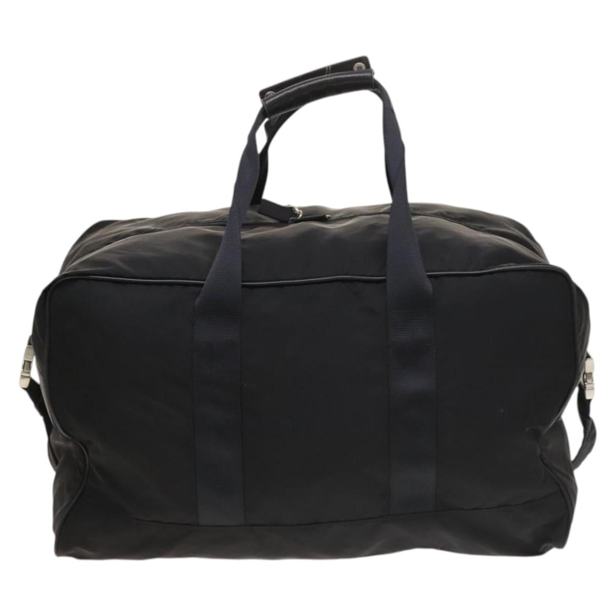 PRADA Boston Bag Nylon 2way Black Silver Auth bs28231