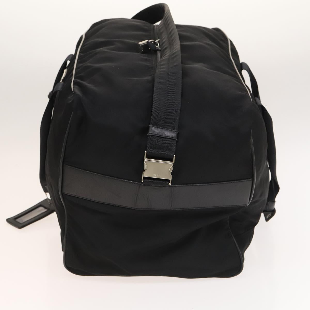 PRADA Boston Bag Nylon 2way Black Silver Auth bs28231