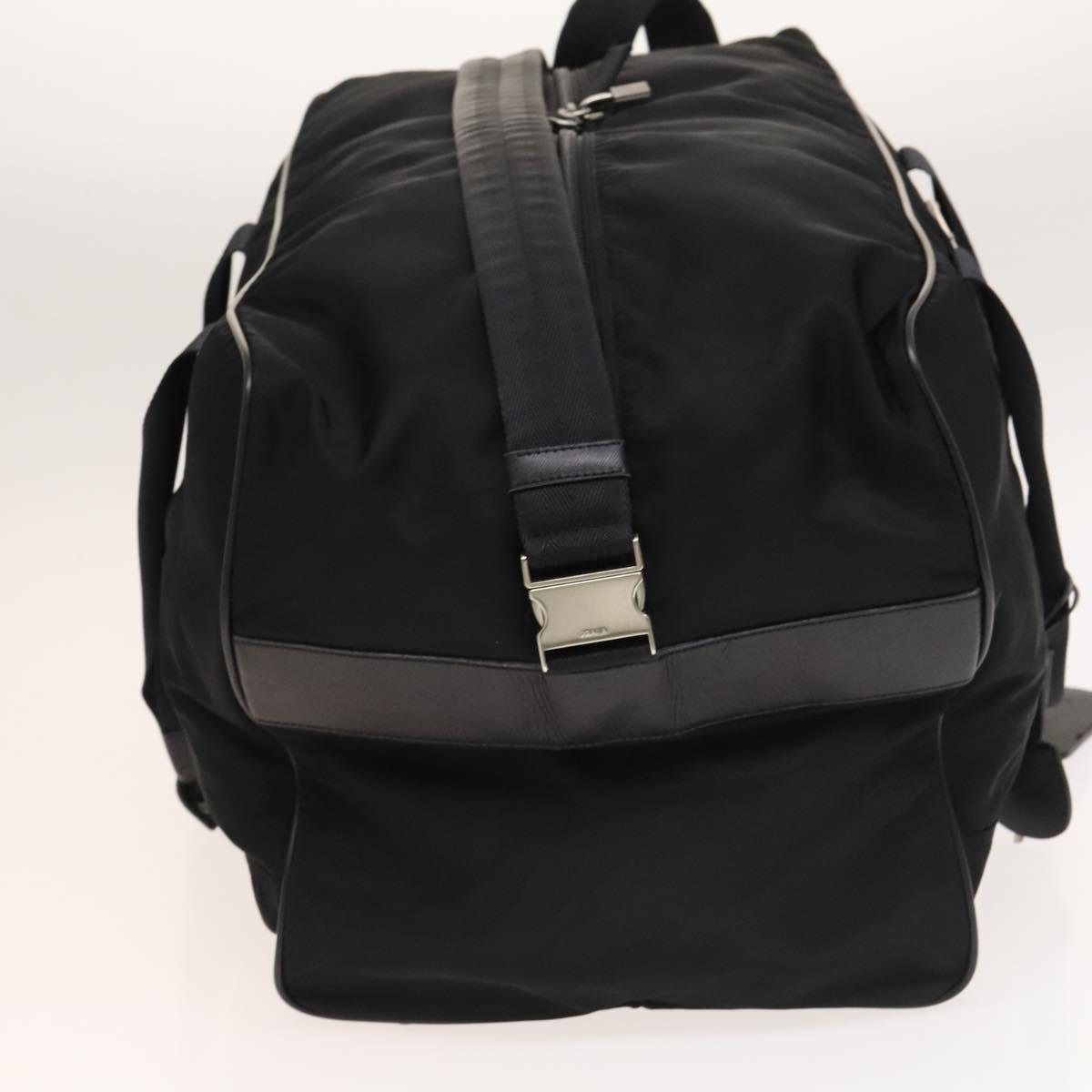 PRADA Boston Bag Nylon 2way Black Silver Auth bs28231