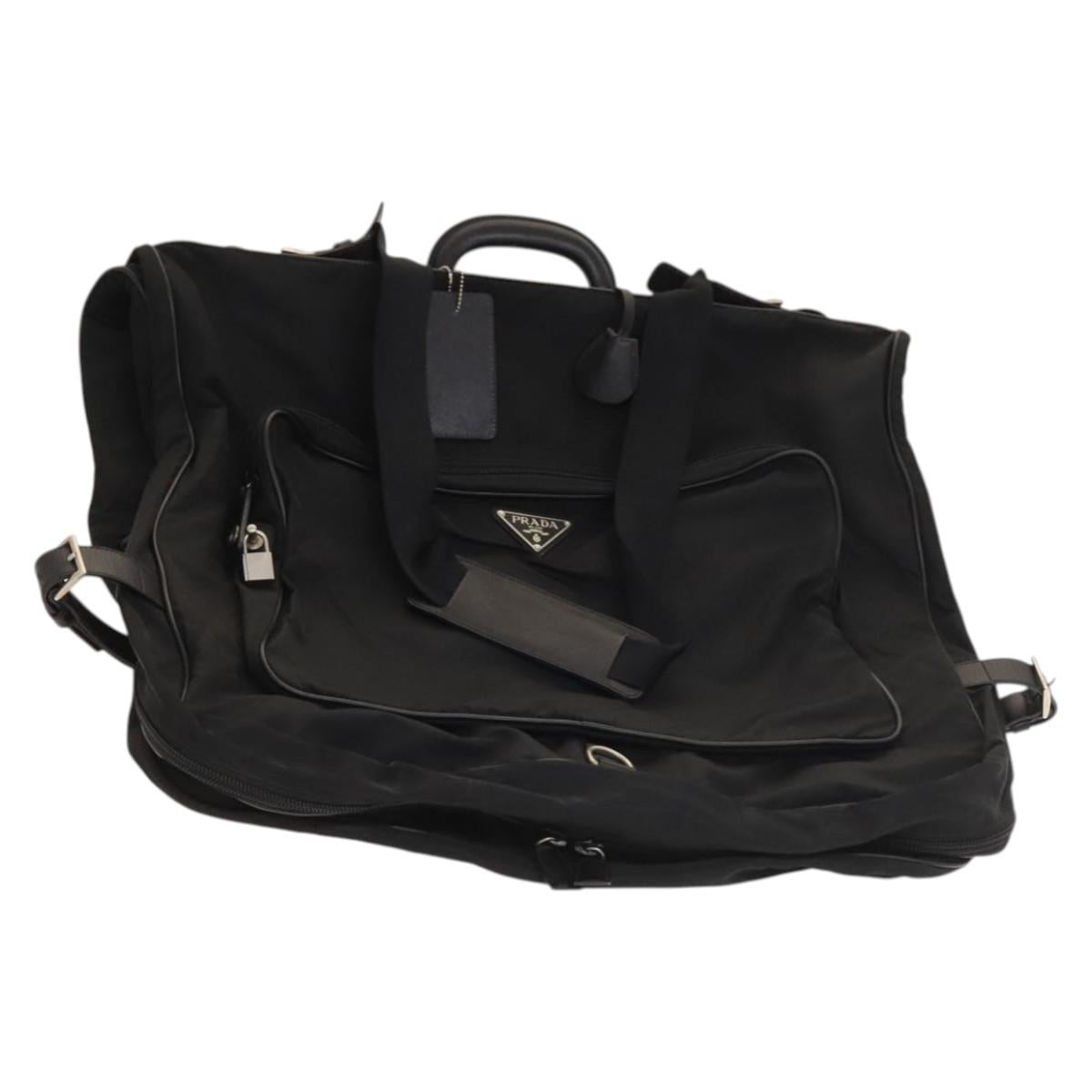 PRADA Garment Cover Nylon Black Silver Auth bs28232