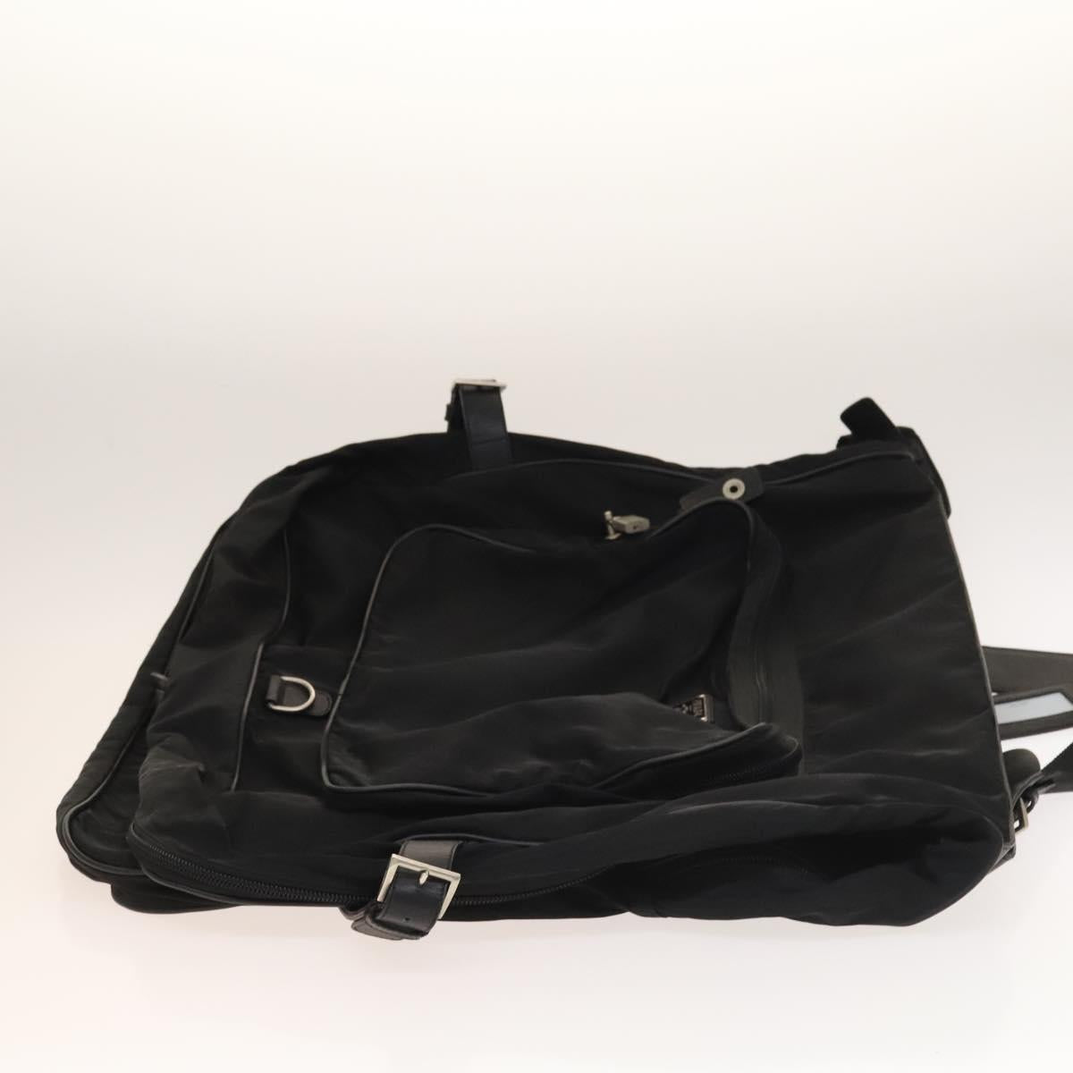 PRADA Garment Cover Nylon Black Silver Auth bs28232