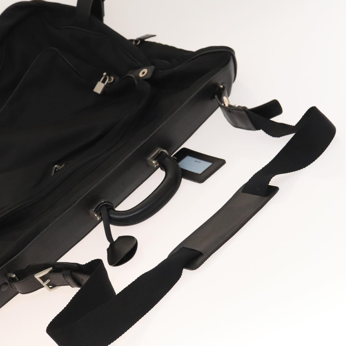 PRADA Garment Cover Nylon Black Silver Auth bs28232