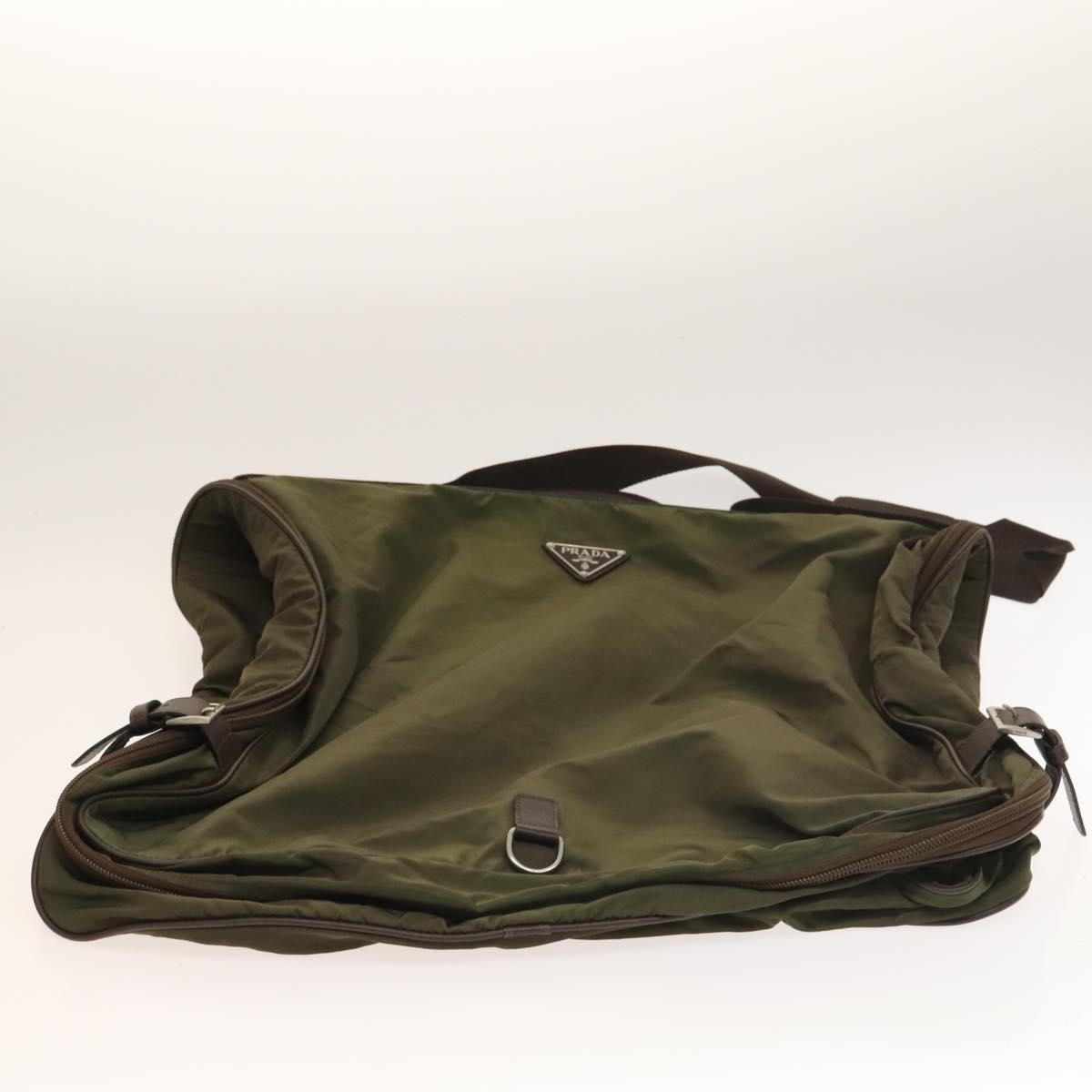 PRADA Garment Cover Nylon Khaki Silver Auth bs28233