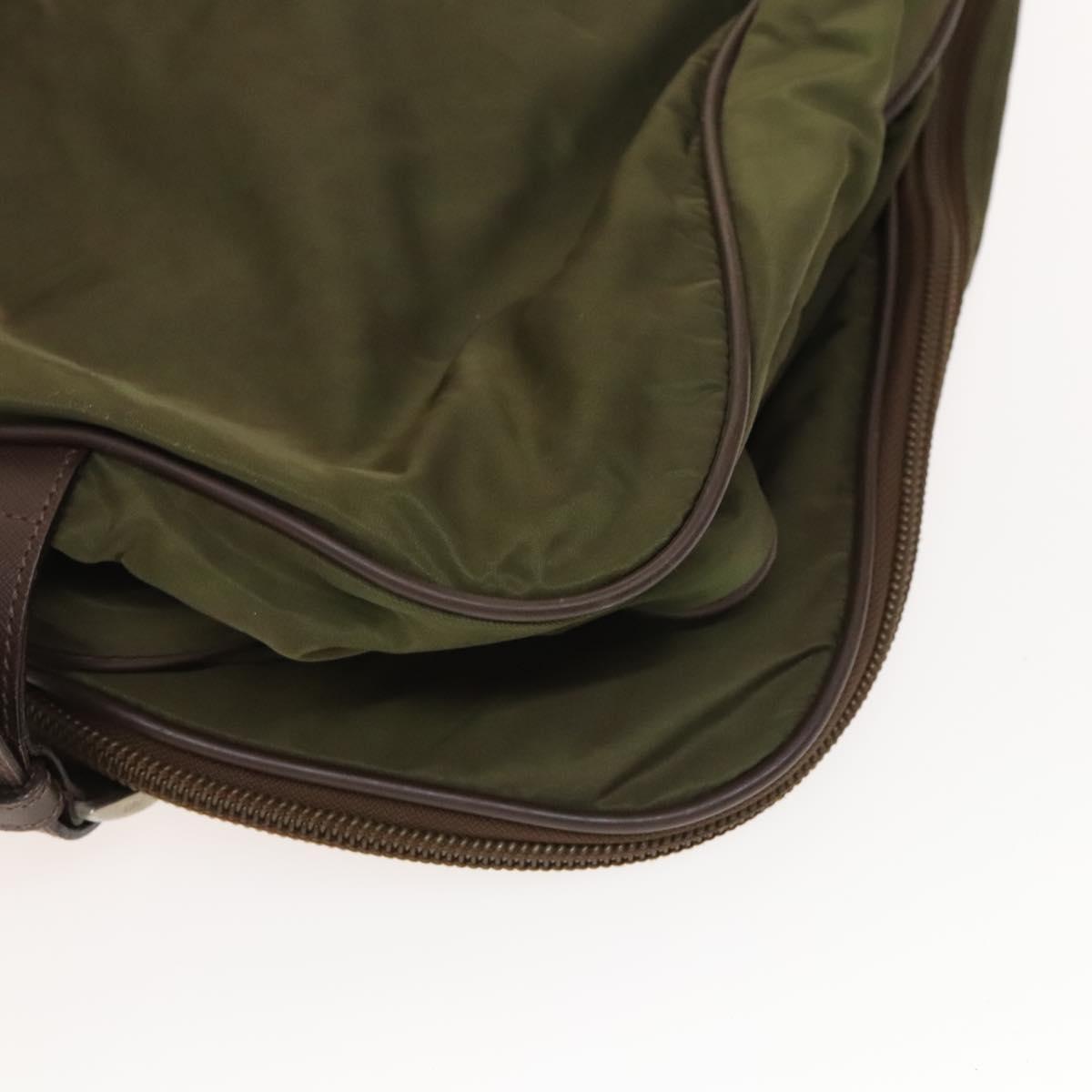 PRADA Garment Cover Nylon Khaki Silver Auth bs28233