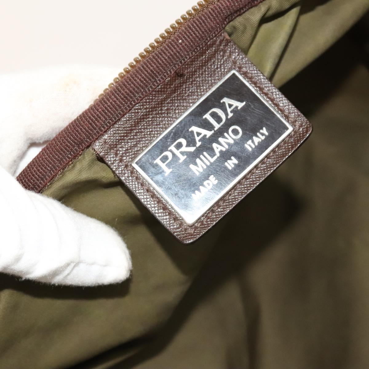 PRADA Garment Cover Nylon Khaki Silver Auth bs28233
