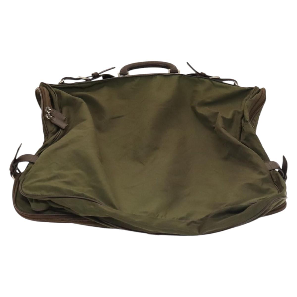 PRADA Garment Cover Nylon Khaki Silver Auth bs28233