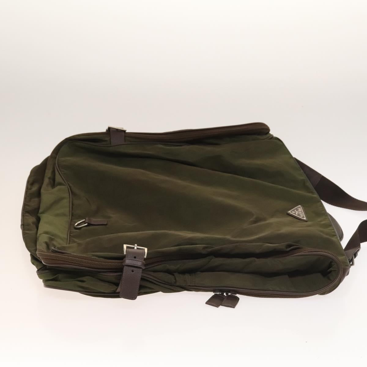 PRADA Garment Cover Nylon Khaki Silver Auth bs28233
