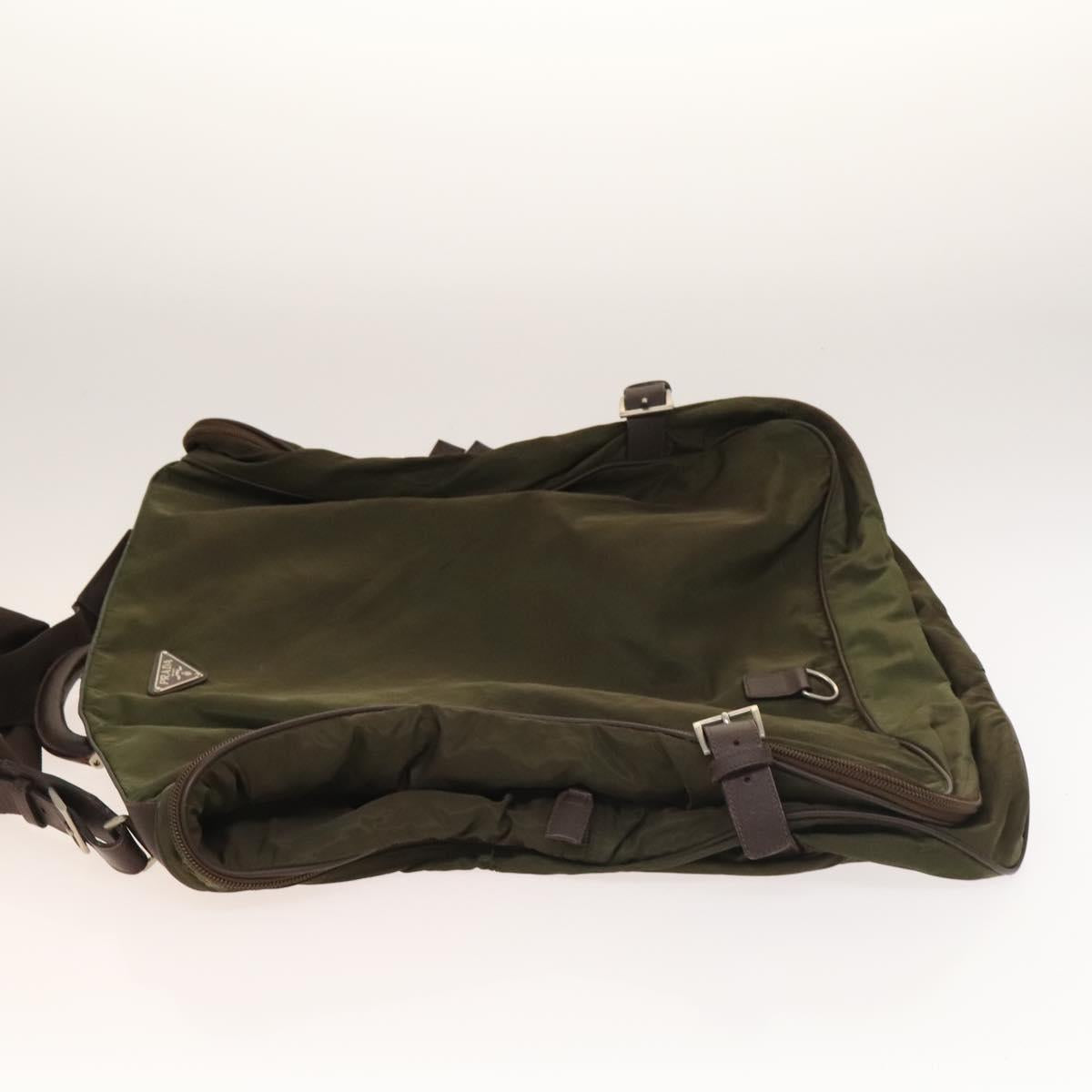 PRADA Garment Cover Nylon Khaki Silver Auth bs28233