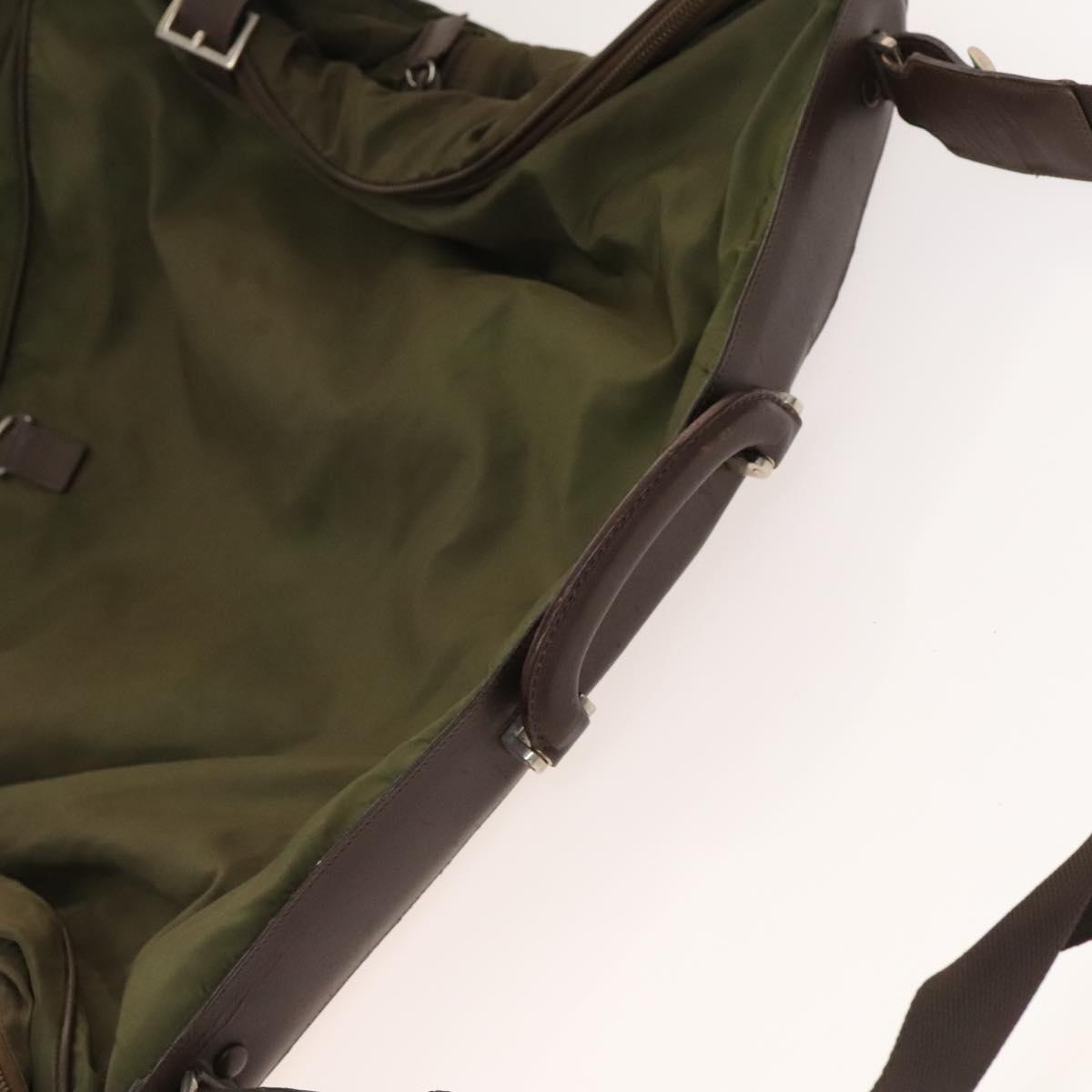 PRADA Garment Cover Nylon Khaki Silver Auth bs28233