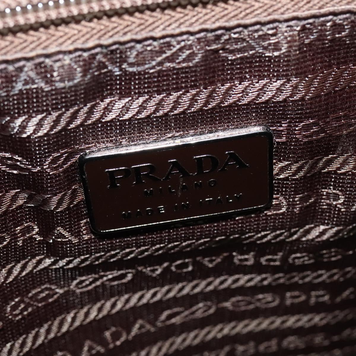 PRADA Business Bag Leather Brown Silver Auth bs28234