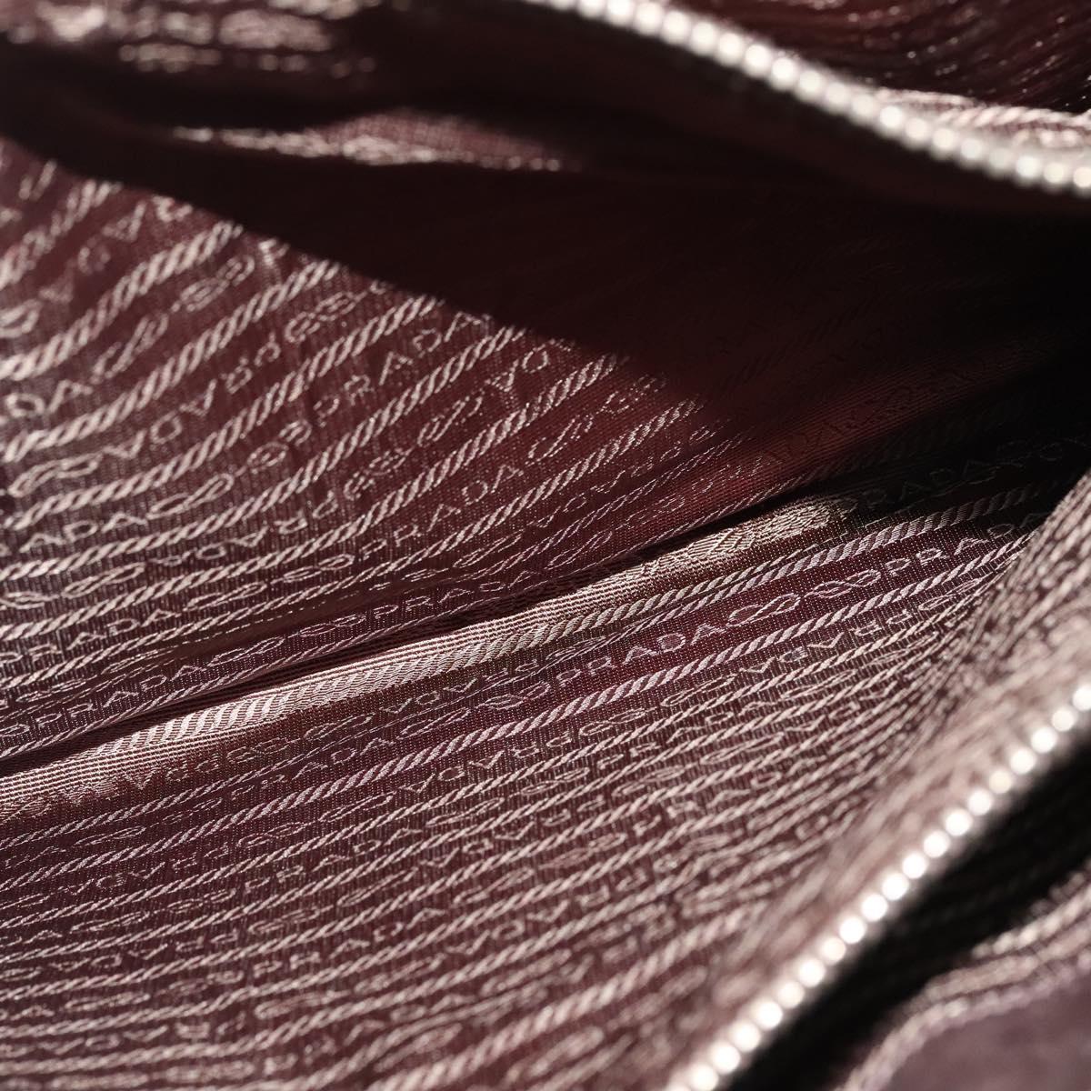 PRADA Business Bag Leather Brown Silver Auth bs28234