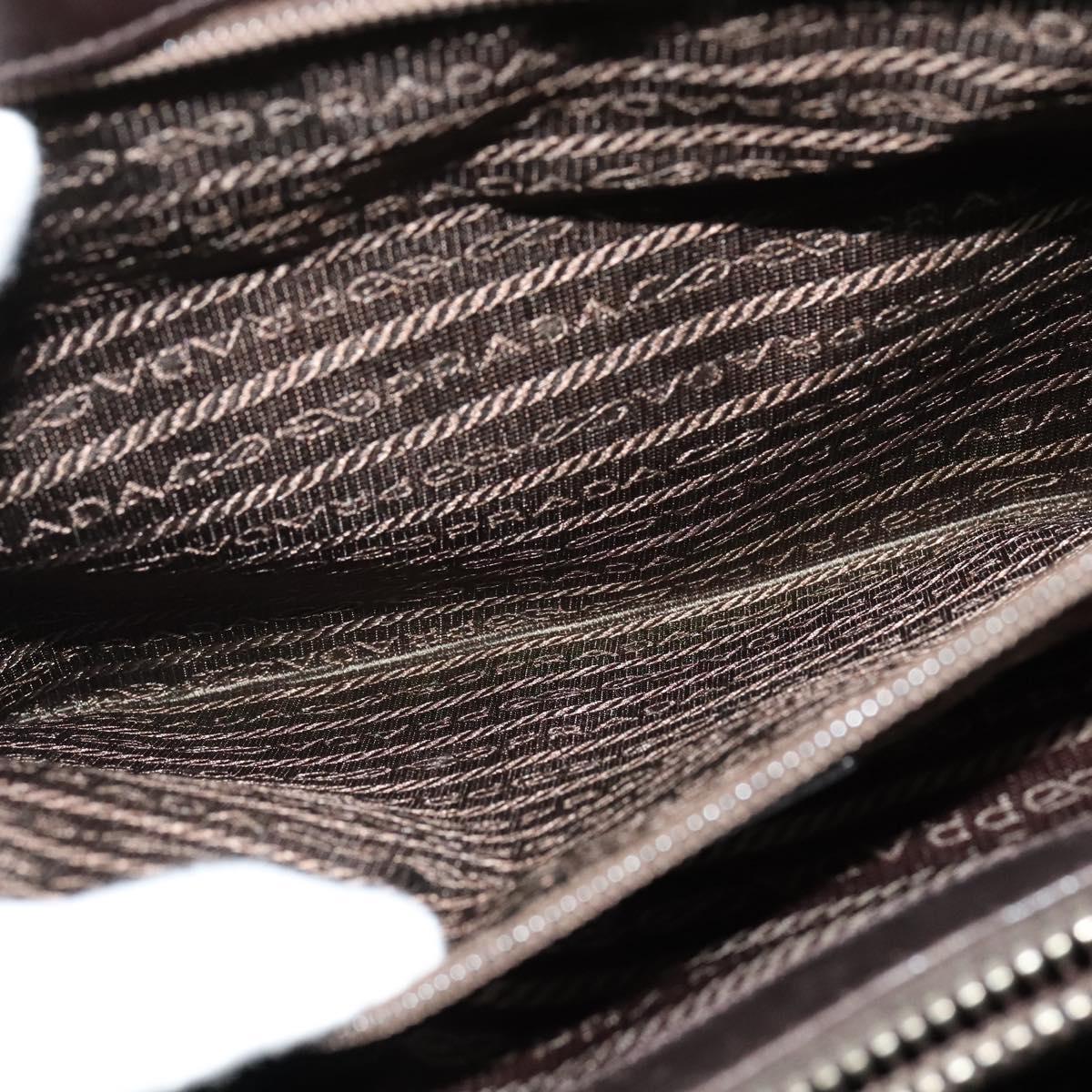 PRADA Business Bag Leather Brown Silver Auth bs28234