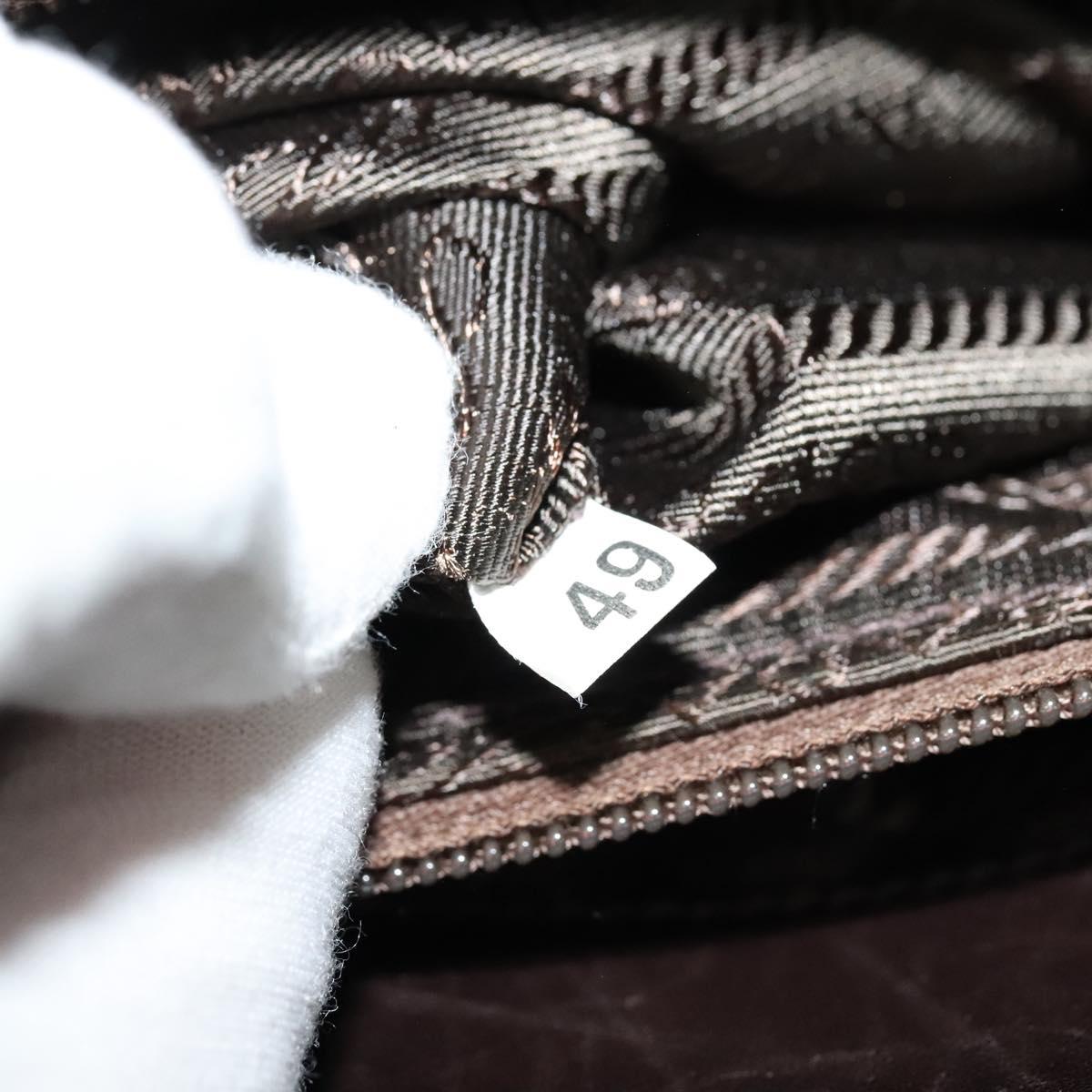 PRADA Business Bag Leather Brown Silver Auth bs28234