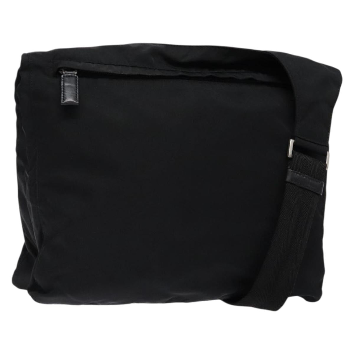 PRADA Shoulder Bag Nylon Black Silver Auth bs28236