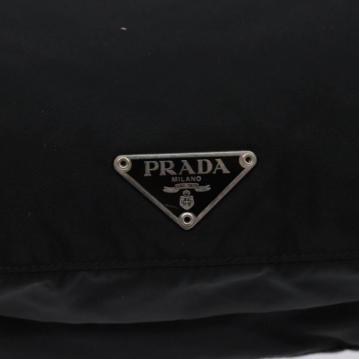 PRADA Shoulder Bag Nylon Black Silver Auth bs28236