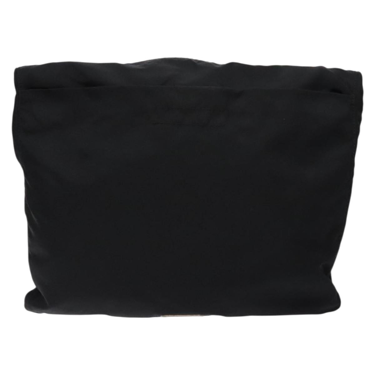 PRADA Shoulder Bag Nylon Black Silver Auth bs28236