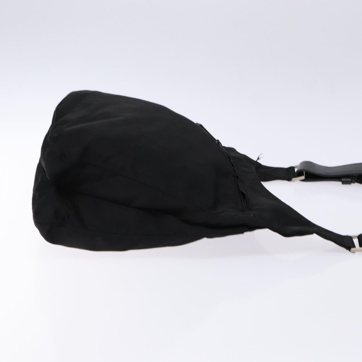 PRADA Shoulder Bag Nylon Black Silver Auth bs28236