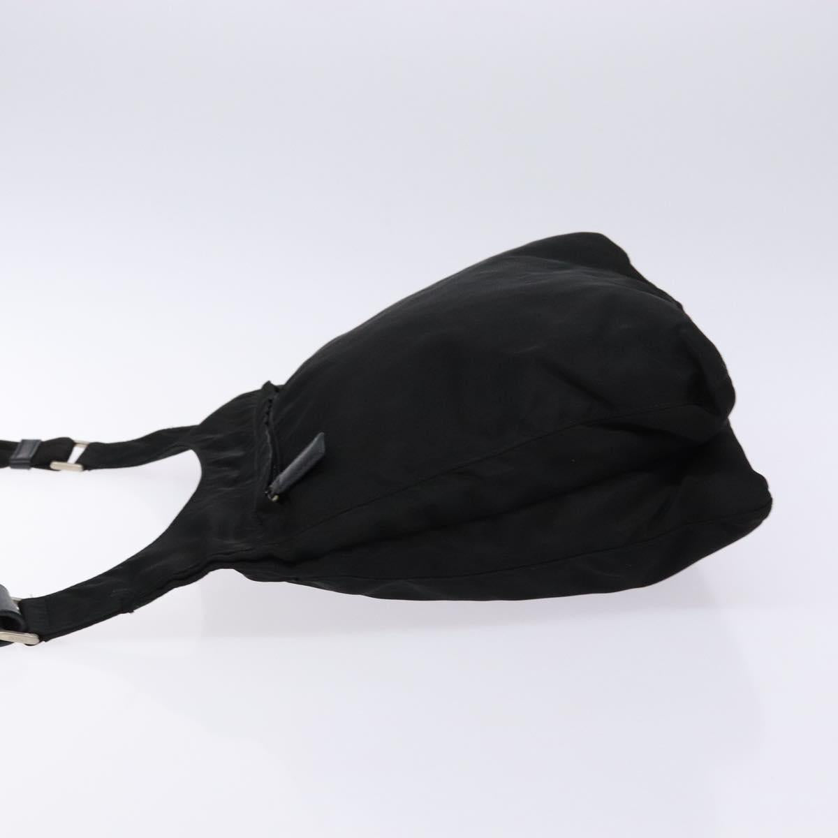 PRADA Shoulder Bag Nylon Black Silver Auth bs28236