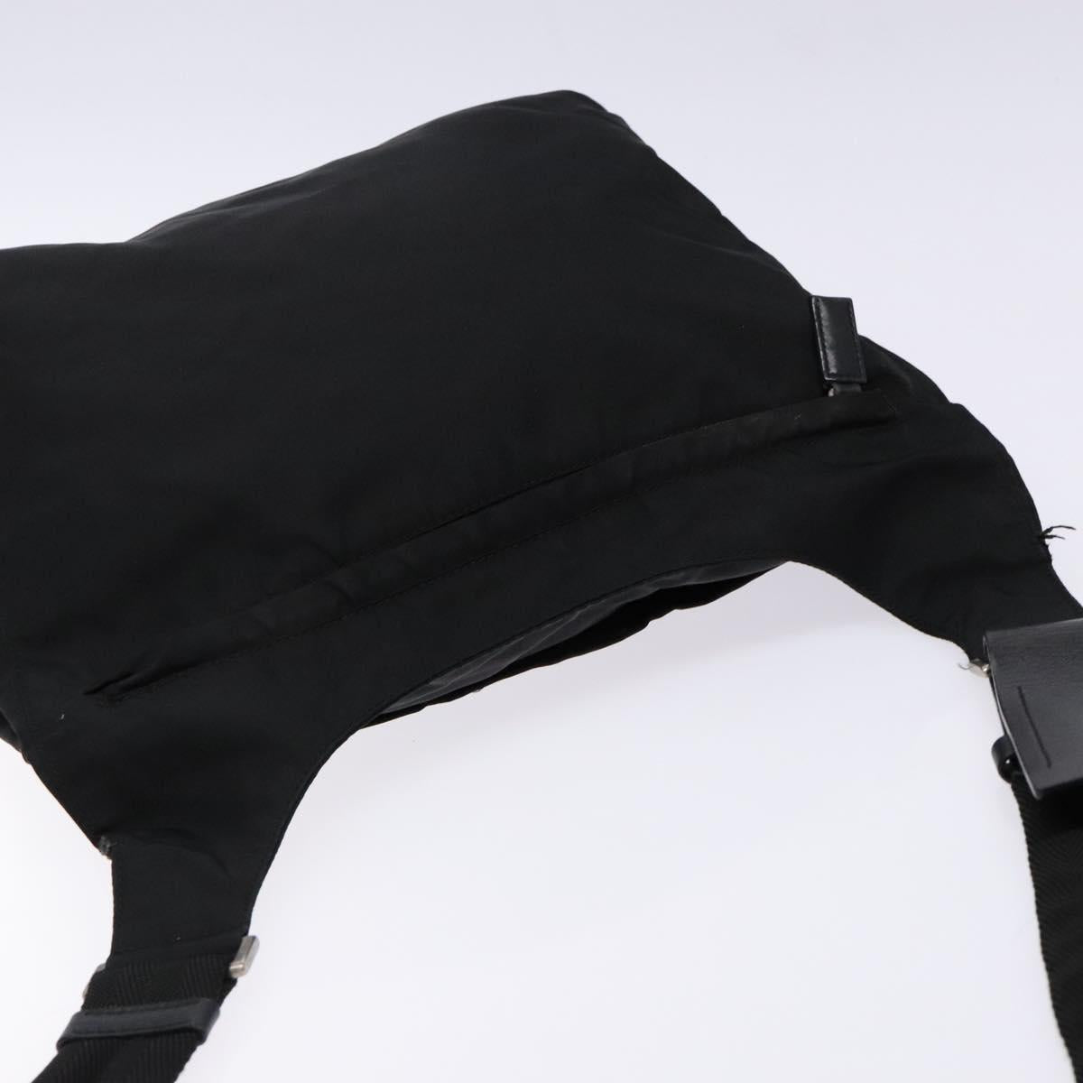 PRADA Shoulder Bag Nylon Black Silver Auth bs28236
