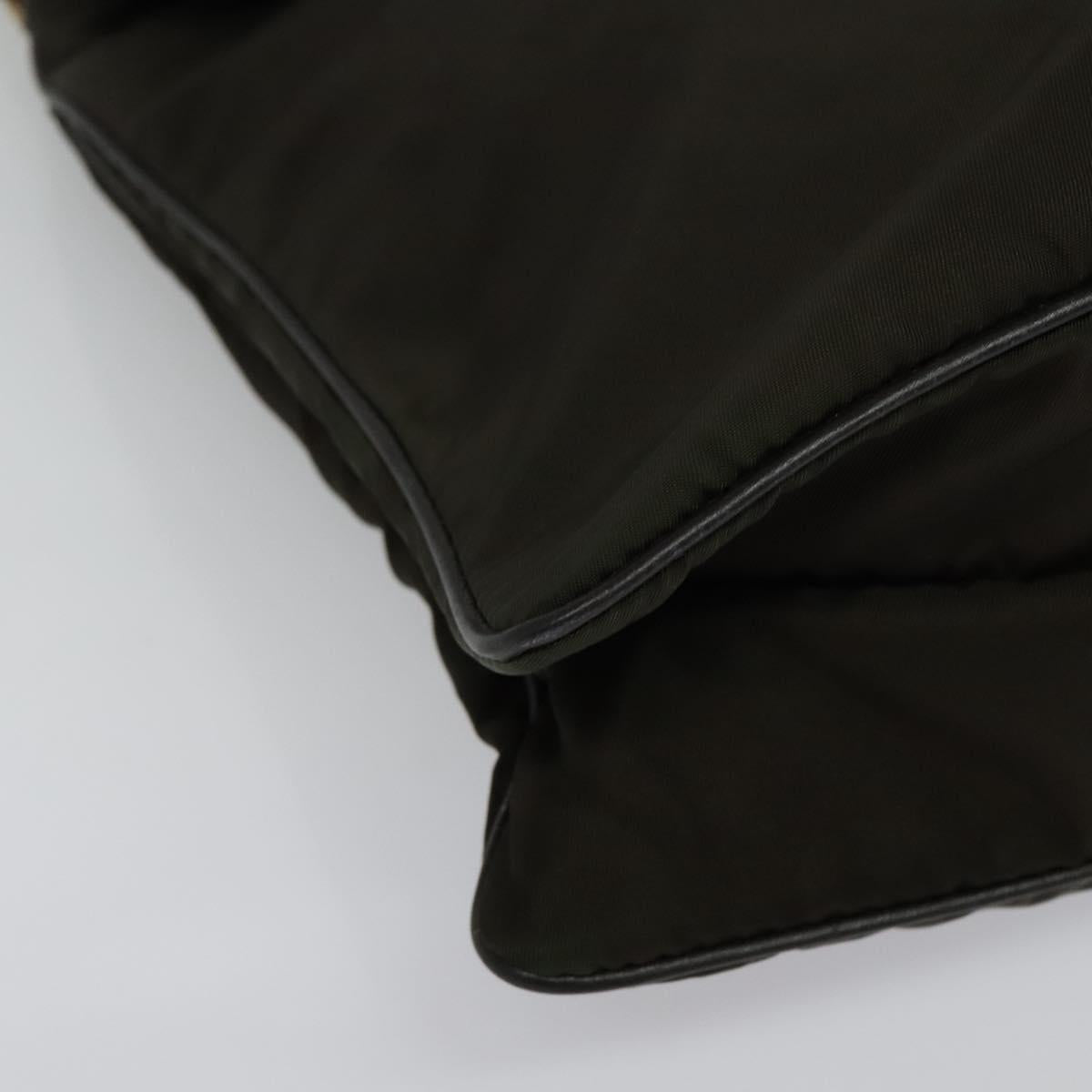 PRADA Shoulder Bag Nylon Khaki Gold Auth bs28237