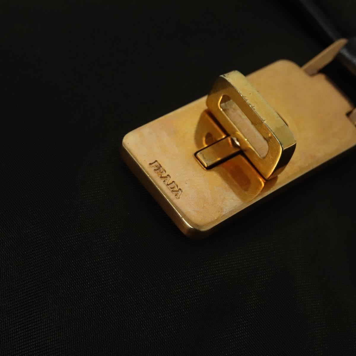 PRADA Shoulder Bag Nylon Khaki Gold Auth bs28237