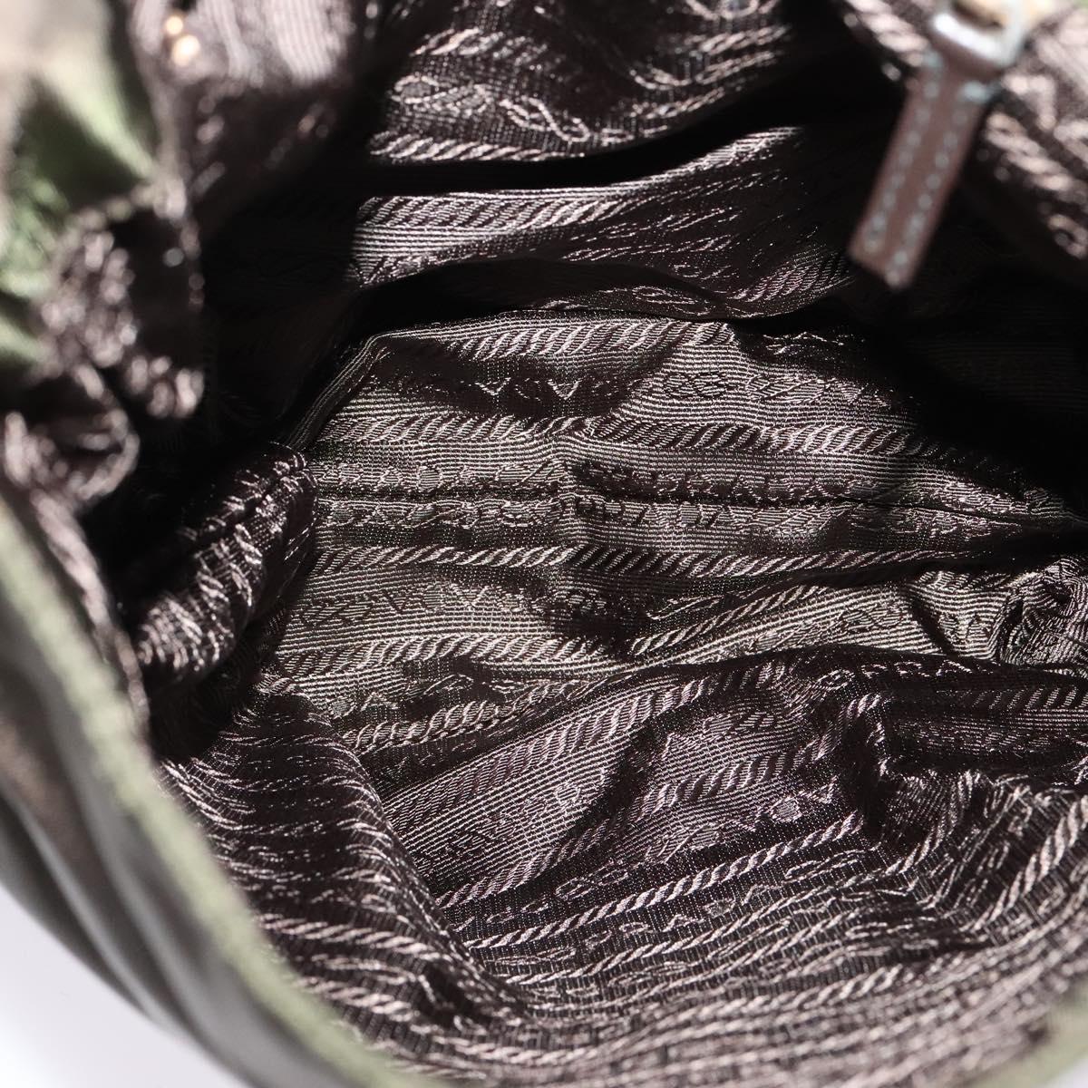 PRADA Shoulder Bag Nylon Khaki Gold Auth bs28237