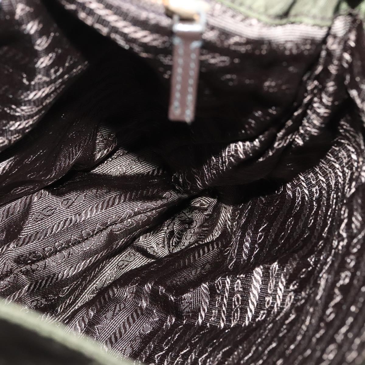 PRADA Shoulder Bag Nylon Khaki Gold Auth bs28237