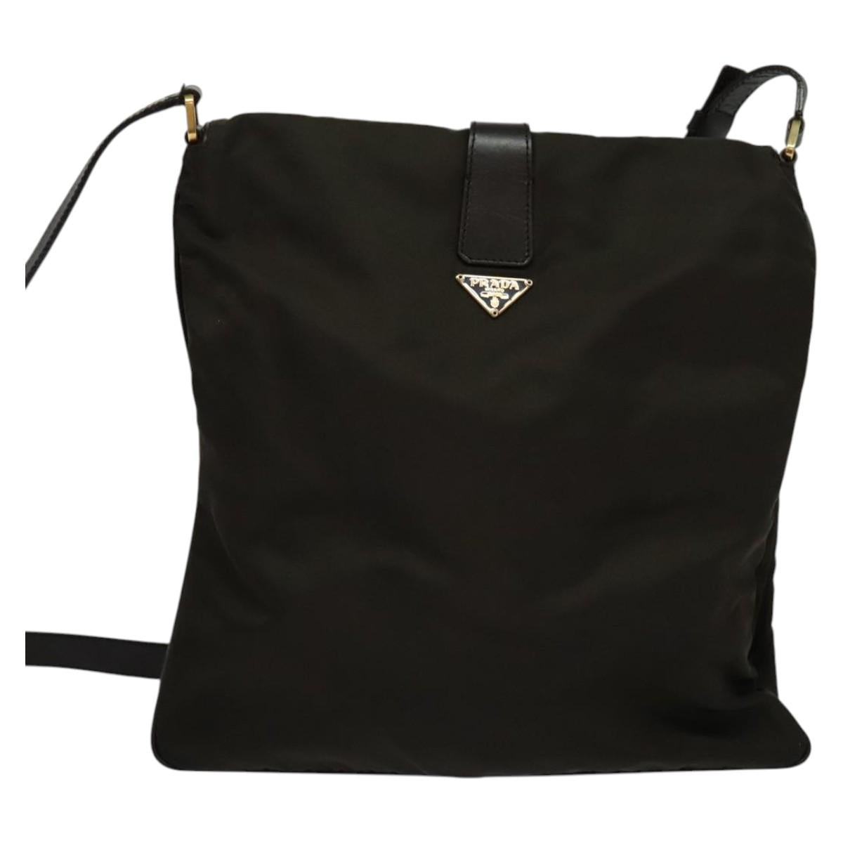 PRADA Shoulder Bag Nylon Khaki Gold Auth bs28237