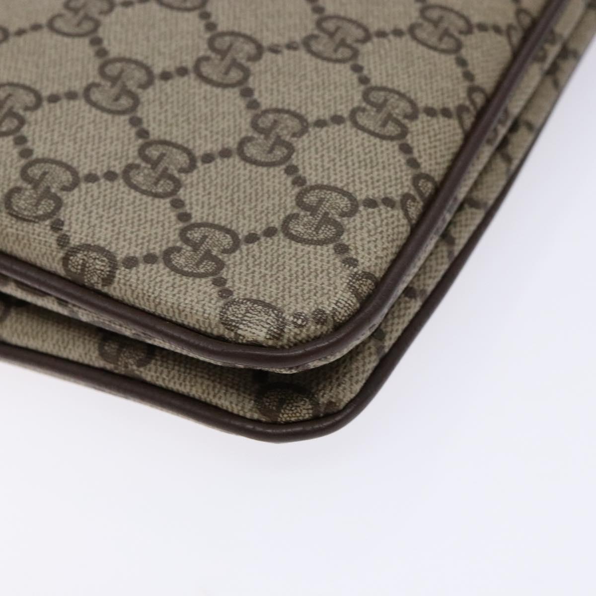 GUCCI GG Supreme Chain Clutch Bag PVC Beige Gold Auth bs28268