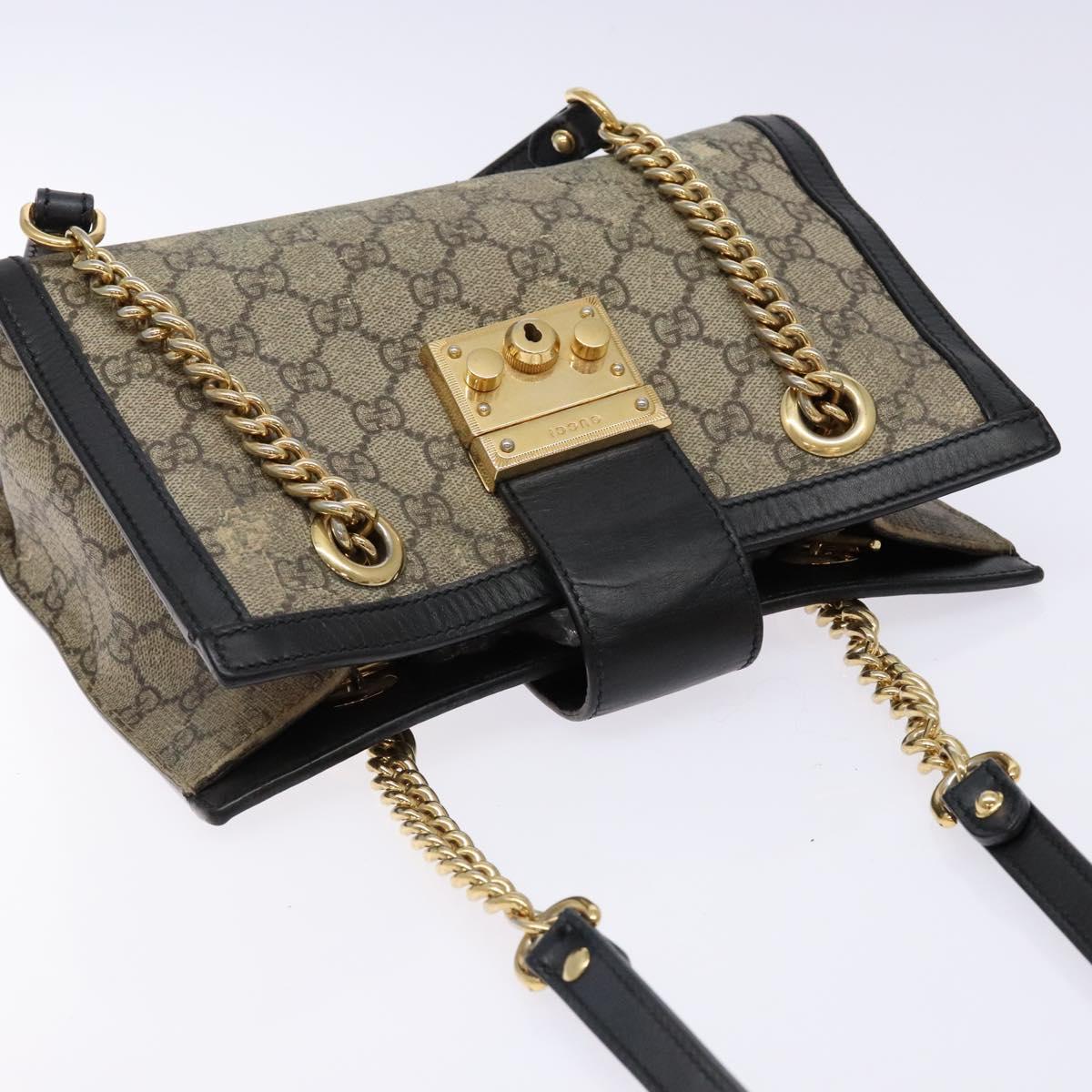 GUCCI GG Supreme Chain Shoulder Bag PVC Beige Gold 498156 Auth bs28269