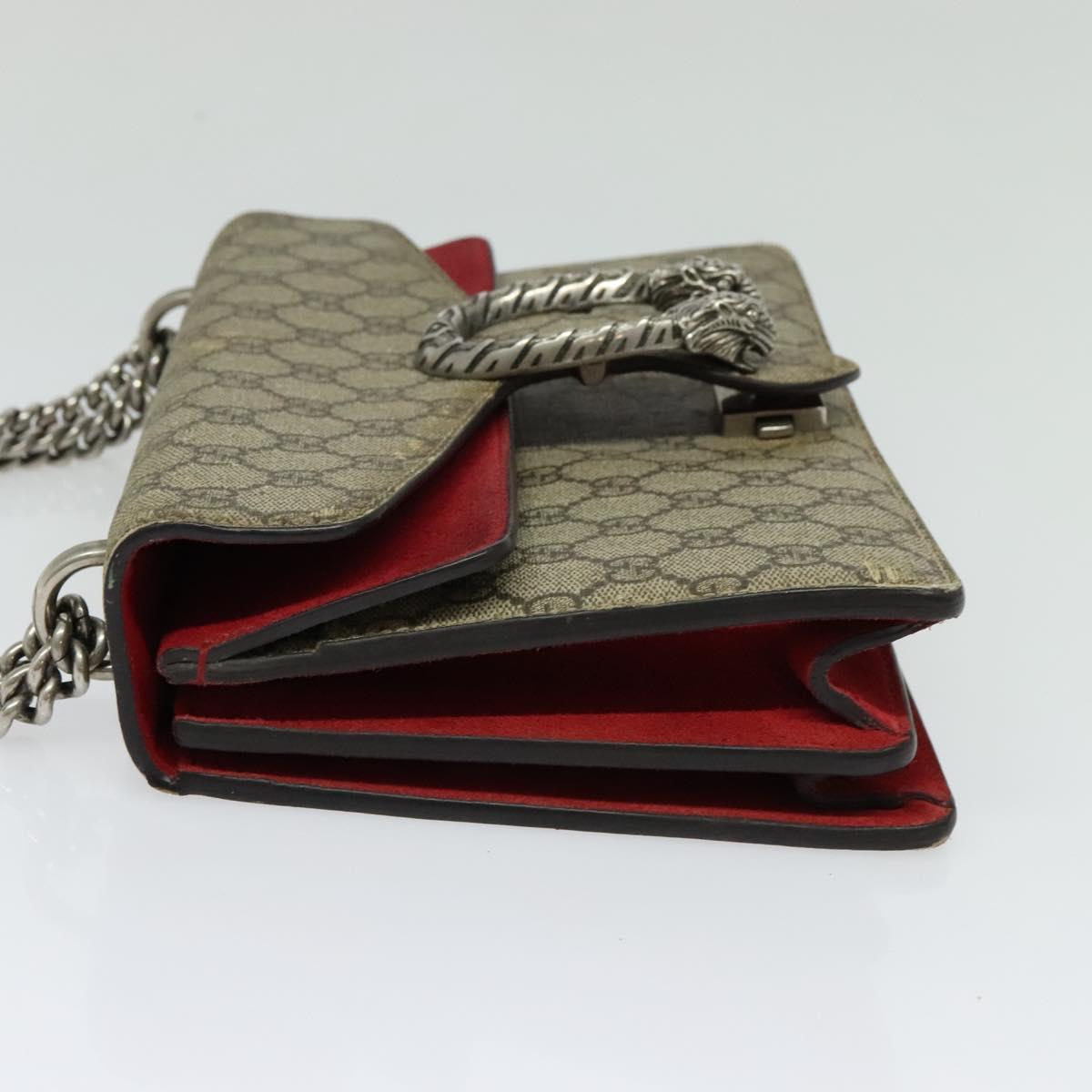 GUCCI GG Supreme Chain Dionysus Bag PVC Beige Silver 400249 Auth bs28270