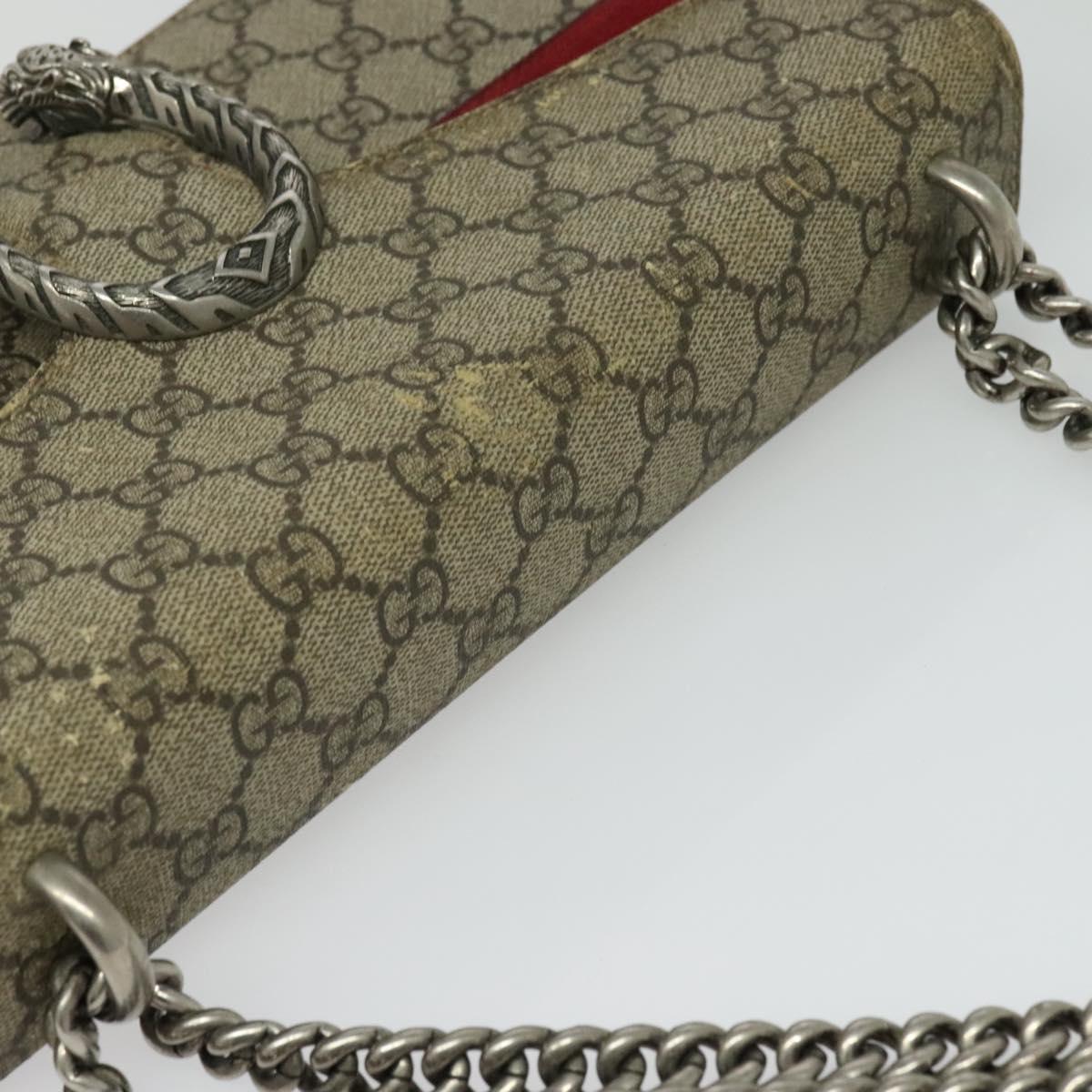 GUCCI GG Supreme Chain Dionysus Bag PVC Beige Silver 400249 Auth bs28270