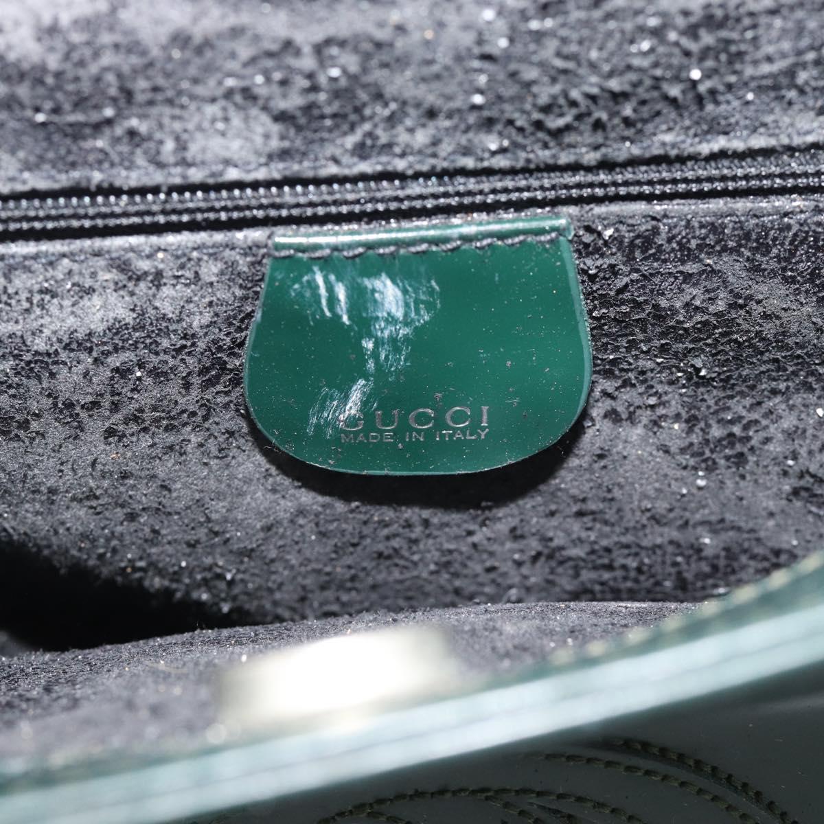 GUCCI Hand Bag Enamel Green Silver 000 1013 0504 Auth bs28278