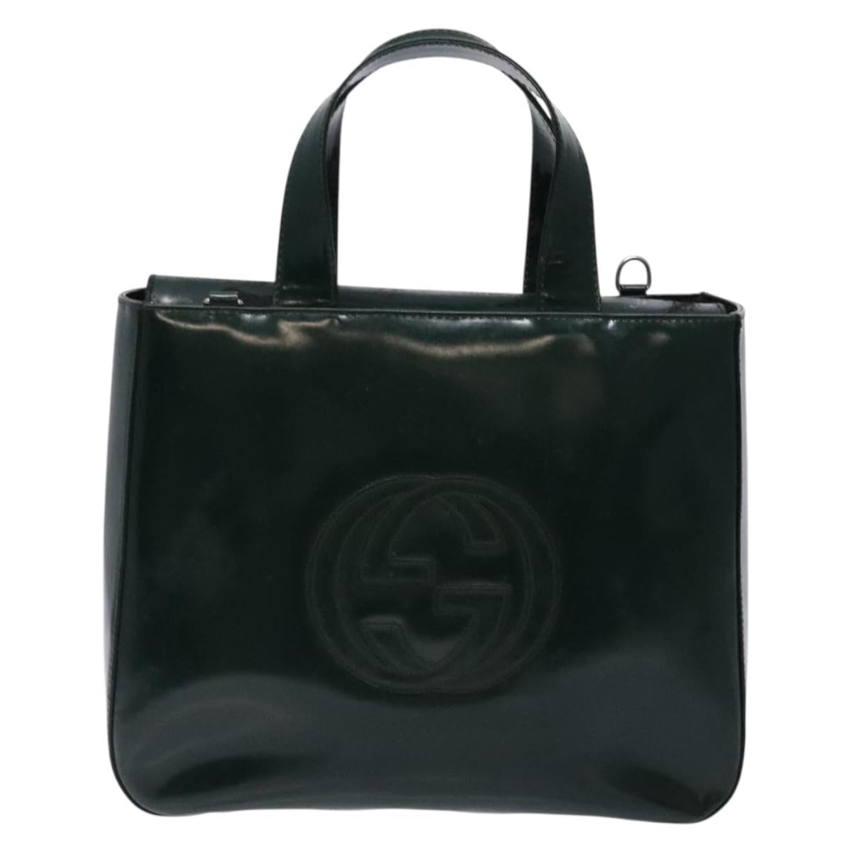 GUCCI Hand Bag Enamel Green Silver 000 1013 0504 Auth bs28278