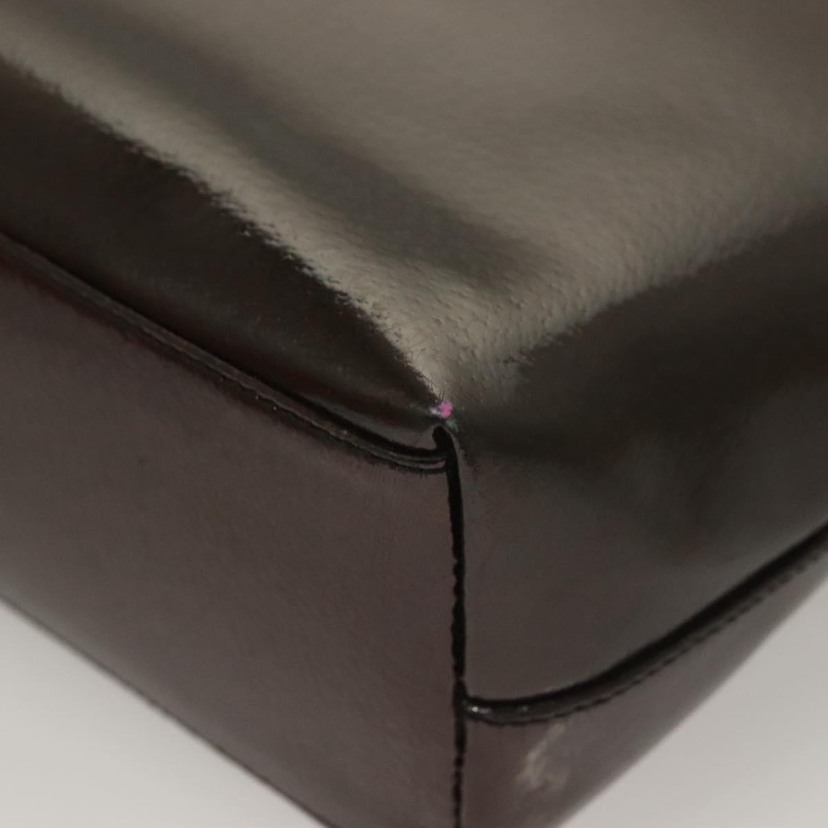 GUCCI Shoulder Bag Enamel Brown Silver 001 2058 3021 Auth bs28279