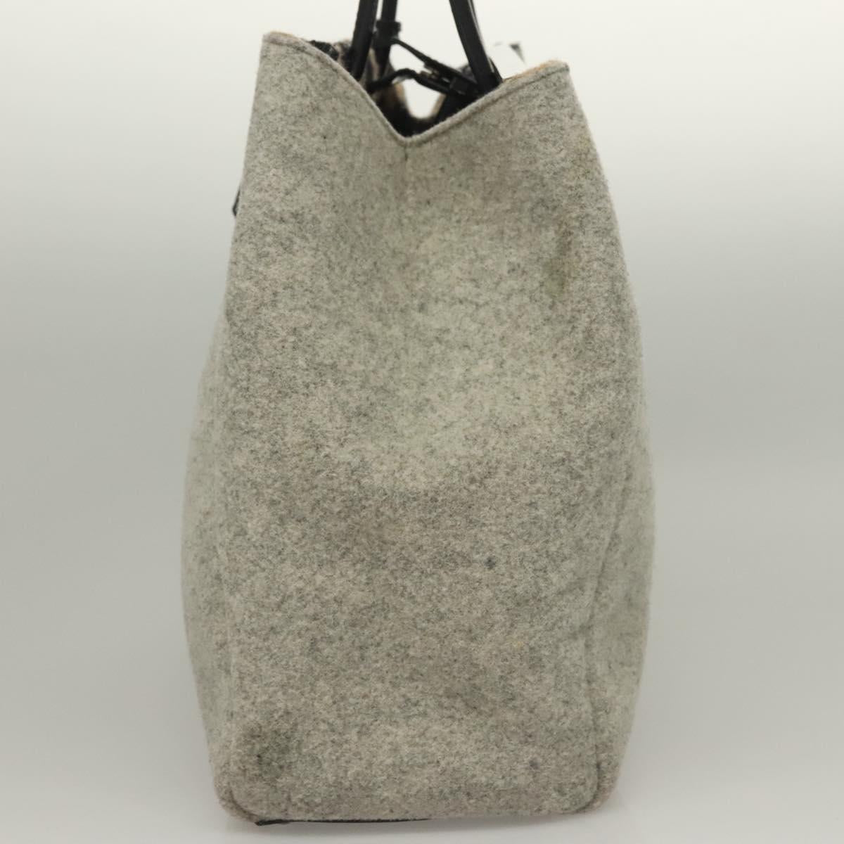 FENDI Tote Bag Wool Gray Silver Auth bs28290