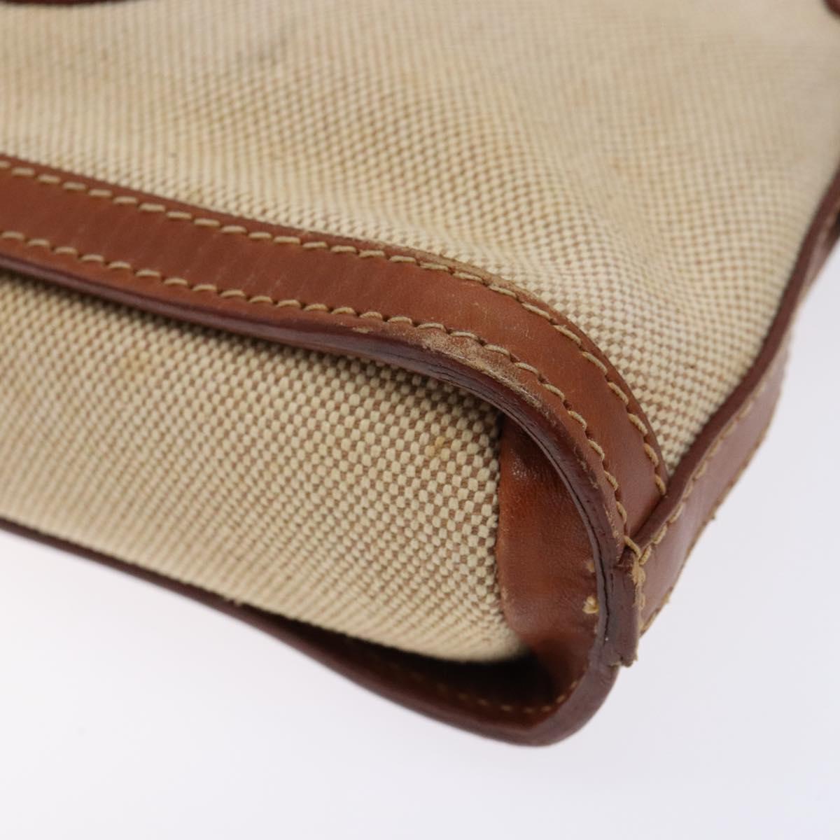 FENDI Hand Bag Canvas Beige Gold Auth bs28291