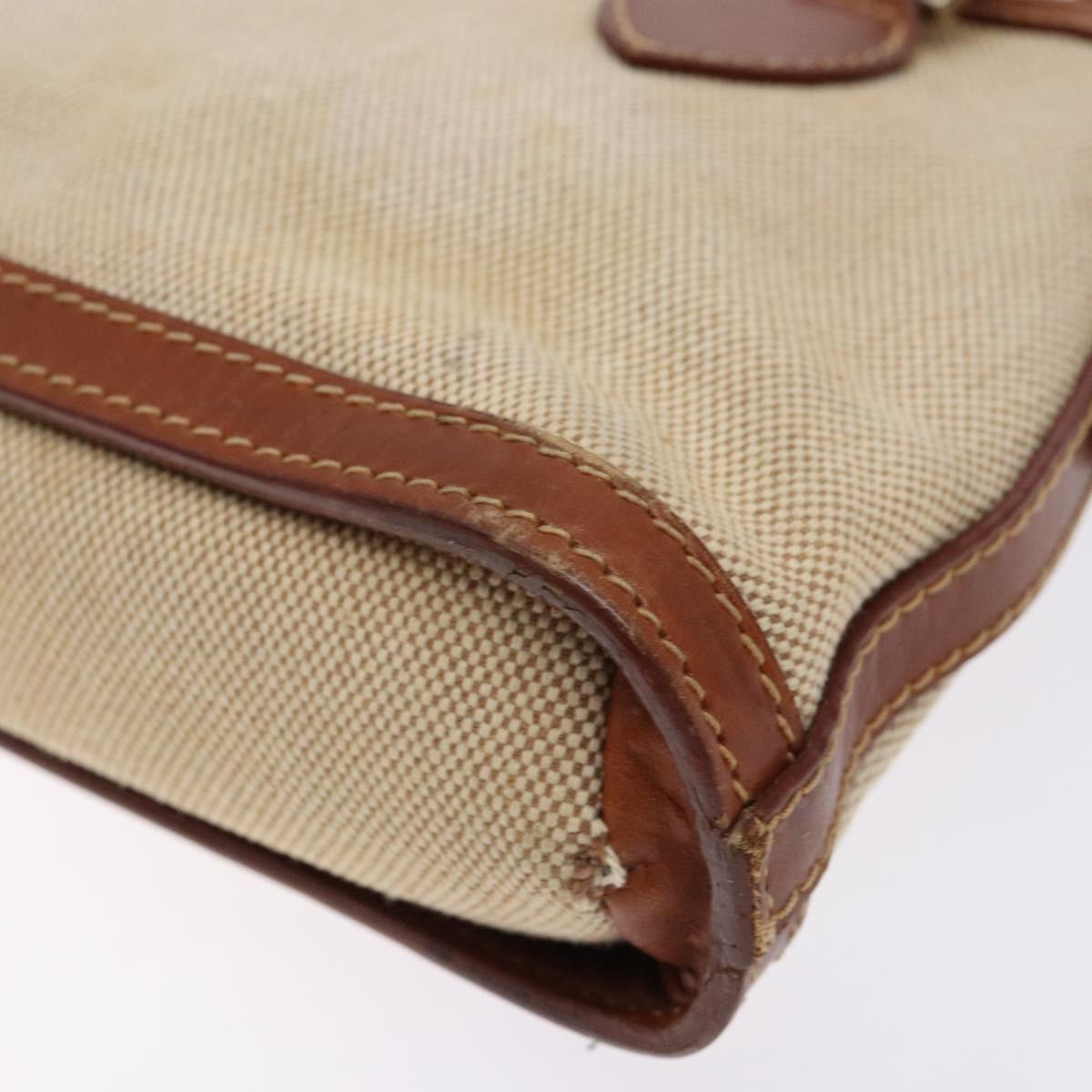 FENDI Hand Bag Canvas Beige Gold Auth bs28291